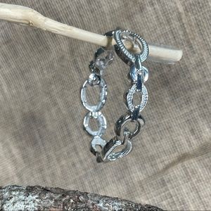 34. Silver Tone Faux Diamond Stretch Bracelet